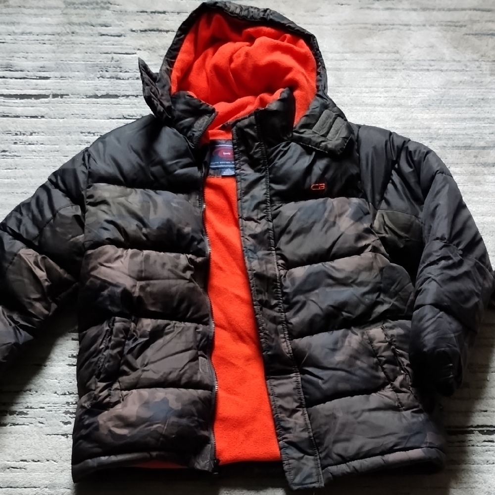 Children's Black and Orange Puffer Jacket